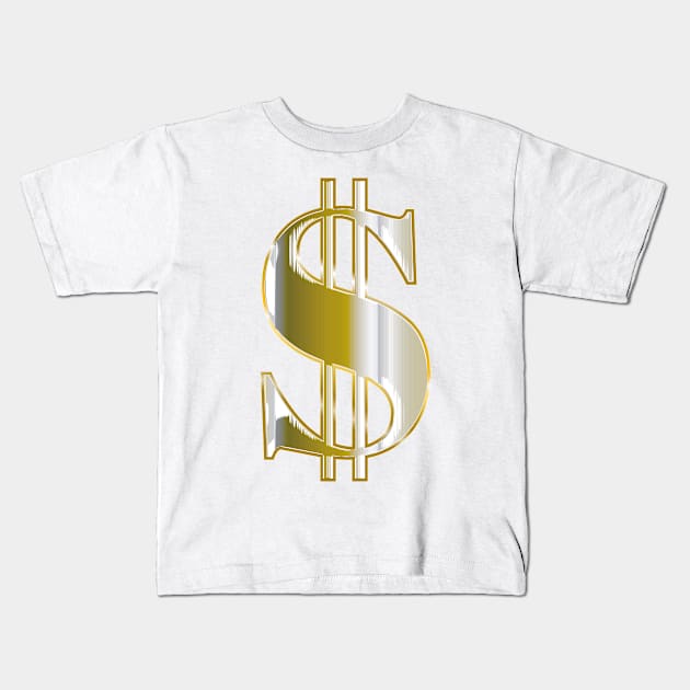 Bling Dollar Sign Kids T-Shirt by bluerockproducts